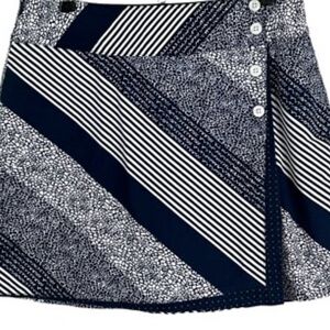 Lady Hagen Navy and White Diagonal Stripe Wrap Mini Skirt golf tennis pickleball